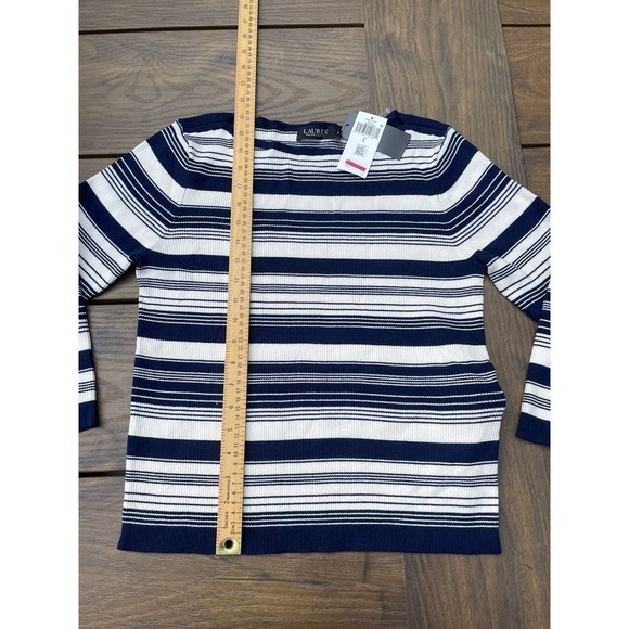 Ralph Lauren Navy Boat neck sweater L ribbed new - Picture 6 of 7